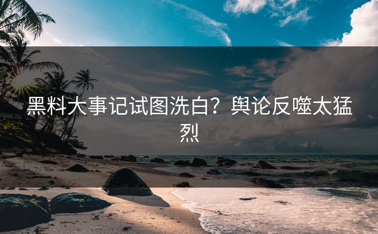 黑料大事记试图洗白？舆论反噬太猛烈