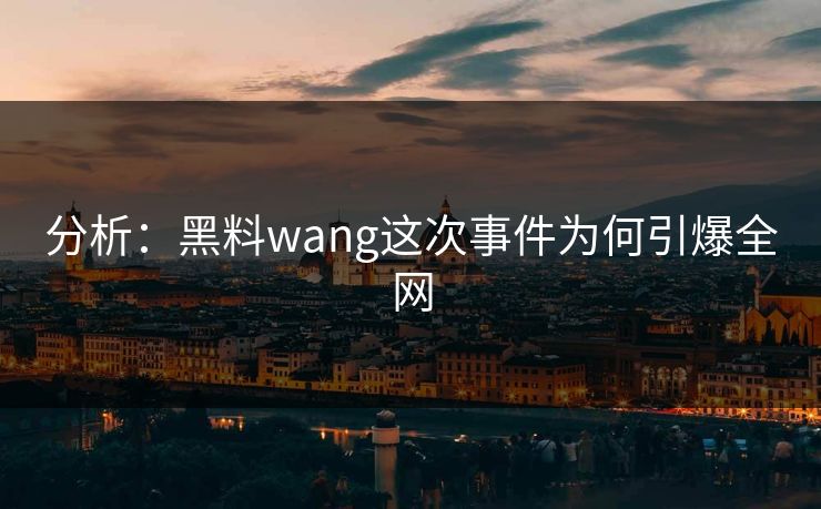 分析：黑料wang这次事件为何引爆全网