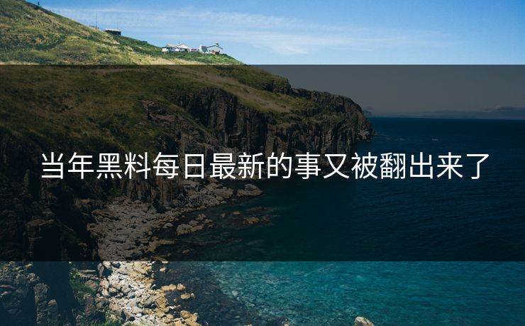 当年黑料每日最新的事又被翻出来了