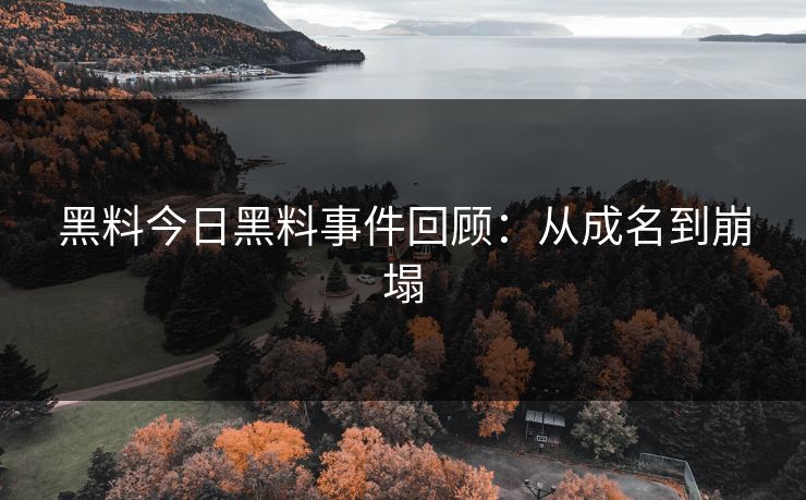 黑料今日黑料事件回顾：从成名到崩塌