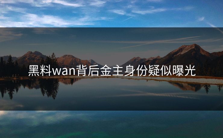 黑料wan背后金主身份疑似曝光