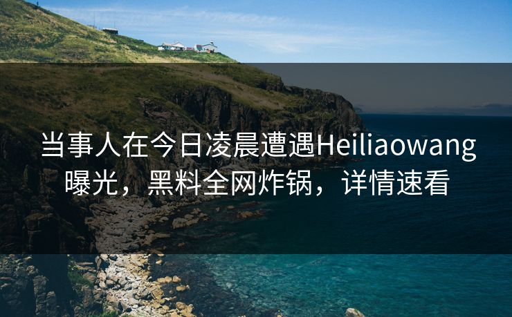 当事人在今日凌晨遭遇Heiliaowang曝光，黑料全网炸锅，详情速看