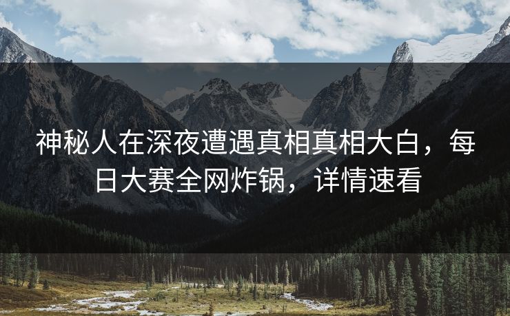神秘人在深夜遭遇真相真相大白，每日大赛全网炸锅，详情速看