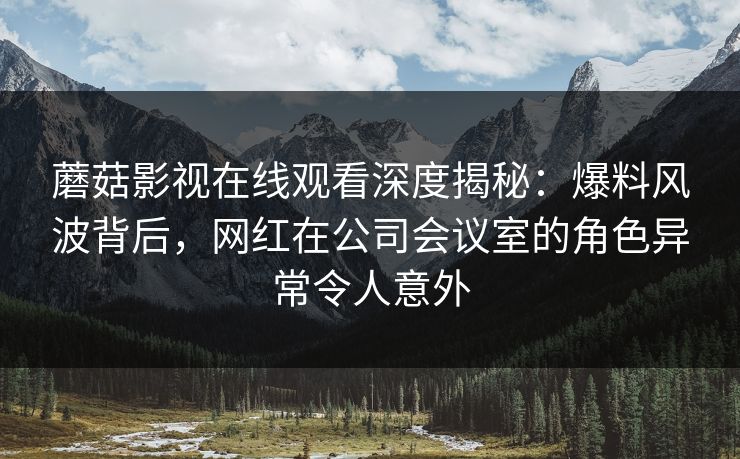 蘑菇影视在线观看深度揭秘：爆料风波背后，网红在公司会议室的角色异常令人意外