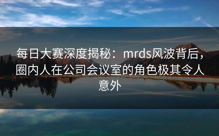 每日大赛深度揭秘：mrds风波背后，圈内人在公司会议室的角色极其令人意外