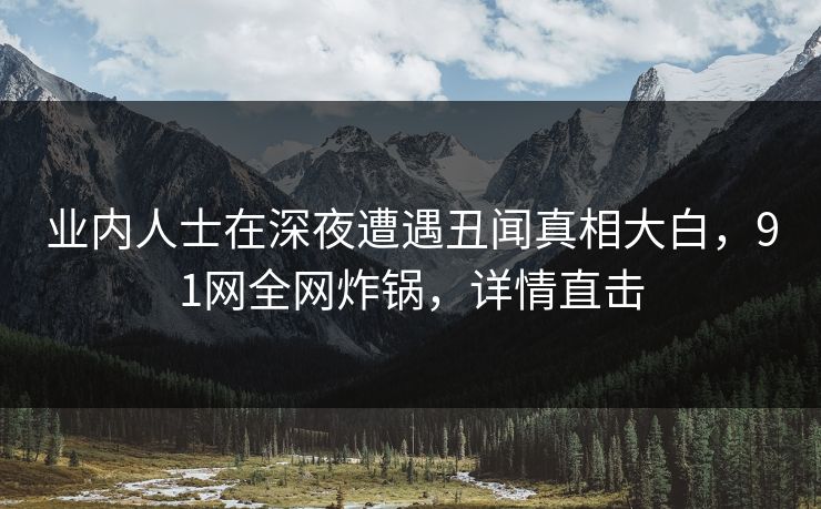 业内人士在深夜遭遇丑闻真相大白，91网全网炸锅，详情直击