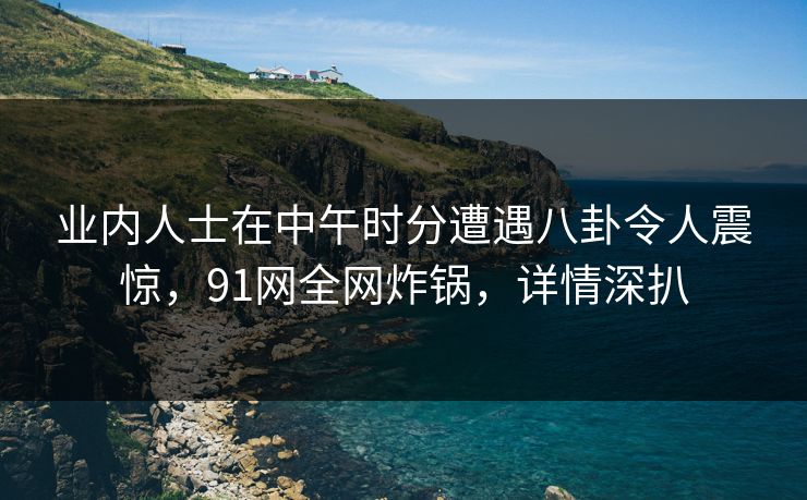 业内人士在中午时分遭遇八卦令人震惊，91网全网炸锅，详情深扒