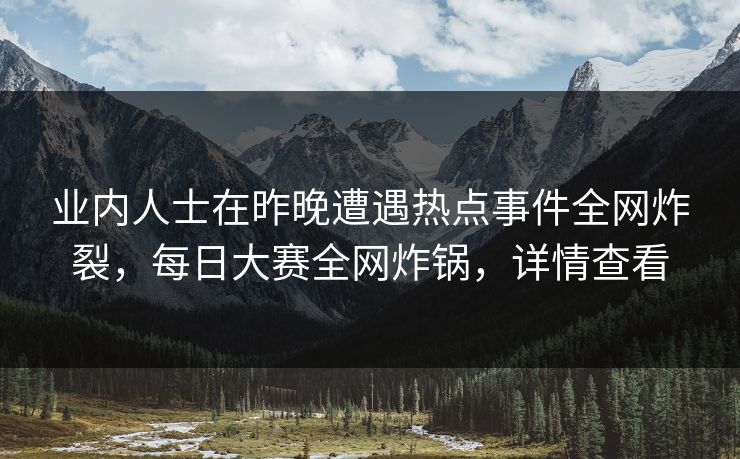 业内人士在昨晚遭遇热点事件全网炸裂，每日大赛全网炸锅，详情查看
