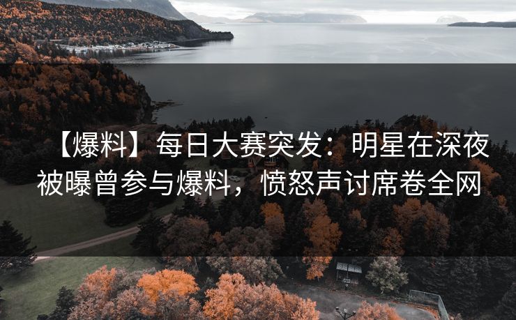 【爆料】每日大赛突发：明星在深夜被曝曾参与爆料，愤怒声讨席卷全网