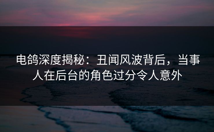 电鸽深度揭秘：丑闻风波背后，当事人在后台的角色过分令人意外
