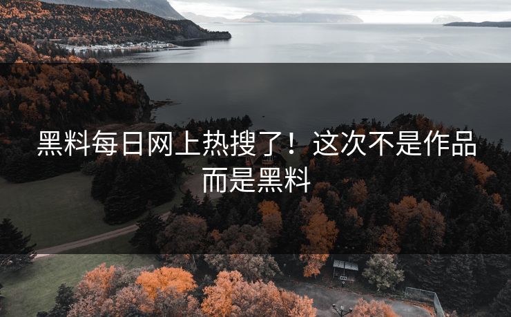 黑料每日网上热搜了！这次不是作品而是黑料